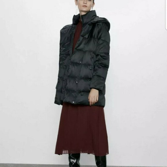 ZARA SOLD OUT WATER REPELLENT DOWN BLACK COAT - Picture 3 of 7